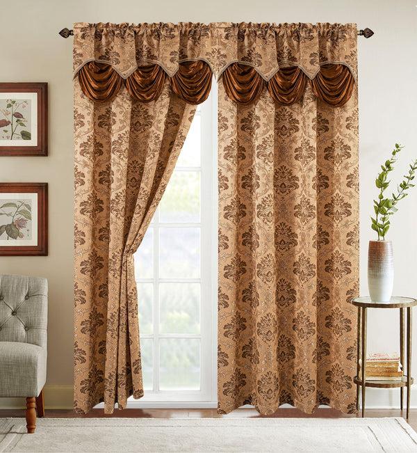 elegant comfort Elegant Comfort Set of 2 Saffa Jacquard Look Curtain Panels - 54" W x 84" L
