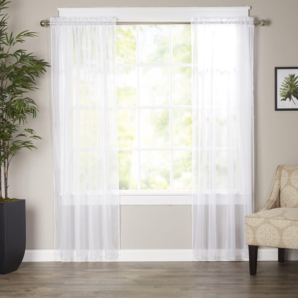 elegant comfort Elegant Comfort Set of 2 Sheer Curtain Panels - Rod Pocket