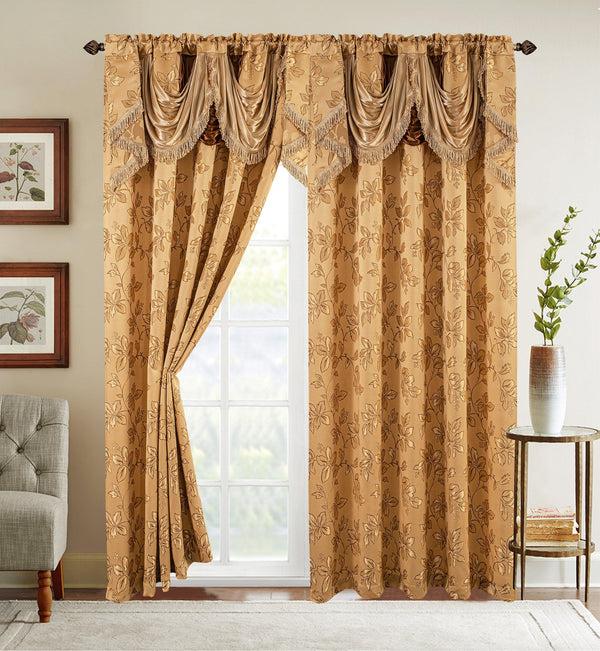 elegant comfort Elegant Comfort Set of 2 Shereen Jacquard Look Curtain Panels - 54" W x 84" L