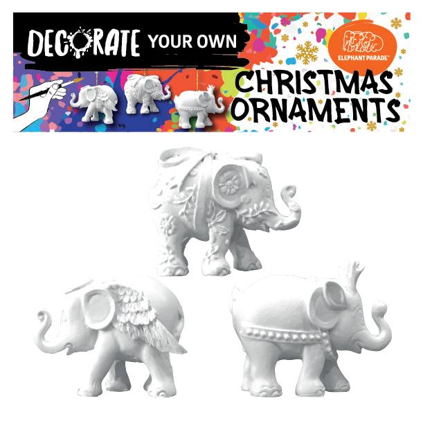 elephant parade ArtboxDecorate Your Own 3-pack Christmas Ornaments