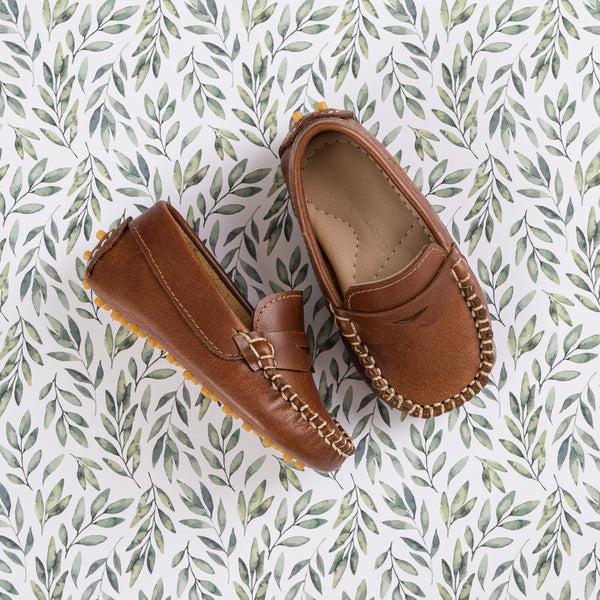 Elephantito Alex Driver Toddlers Natural Brown Shoes