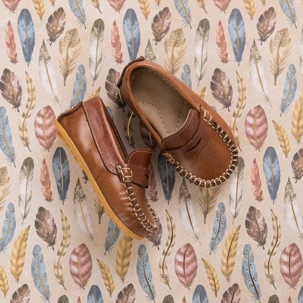 elephantito Alex Driver Toddlers Natural Brown Shoes