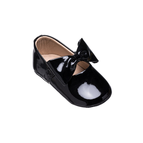 Elephantito Baby Ballerina With Bow Patent Black Shoes