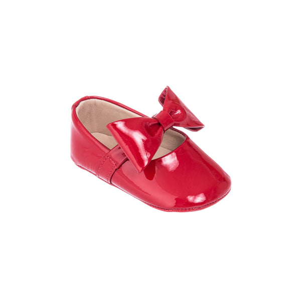 elephantito Baby Ballerina with Bow Patent Red Shoes
