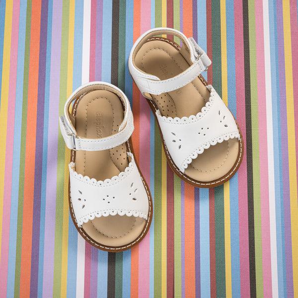 elephantito Classic Sandal with Scallop Toddler White Shoes