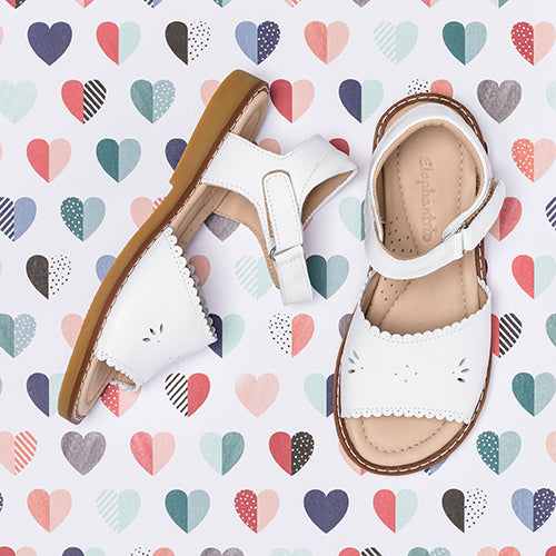 Elephantito Classic Sandal With Scallop White Shoes