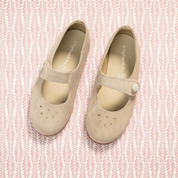 elephantito Andi Mary Jane Suede Beige Shoes