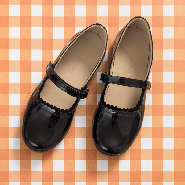 elephantito Aria Flat Patent Black Shoes