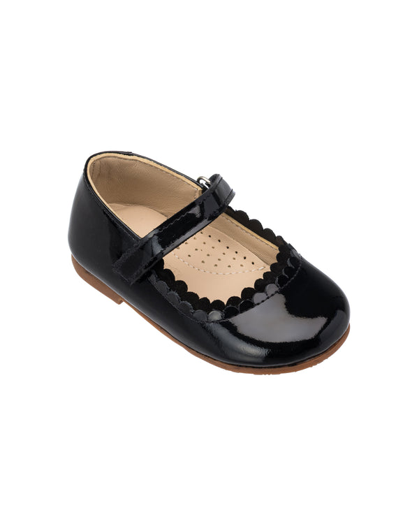 Elephantito Aria Flat Toddler Patent Black Shoes