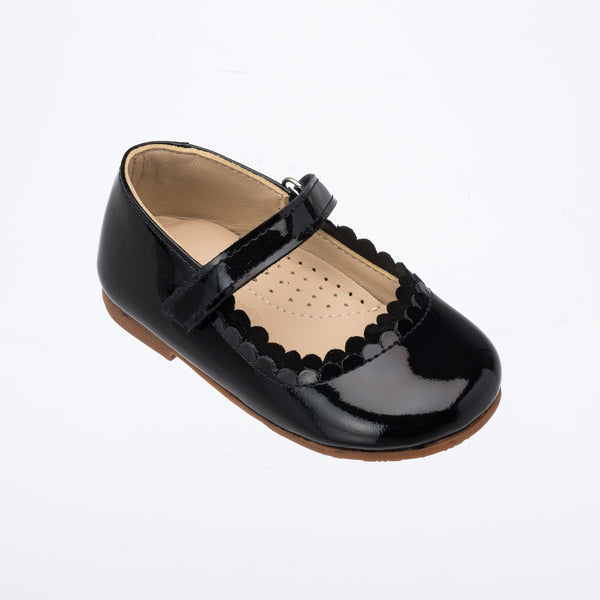 elephantito Aria Flat Toddler Patent Black Shoes