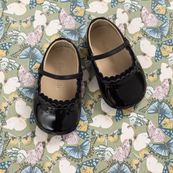 elephantito Ava Baby Ballet Patent Black Shoes