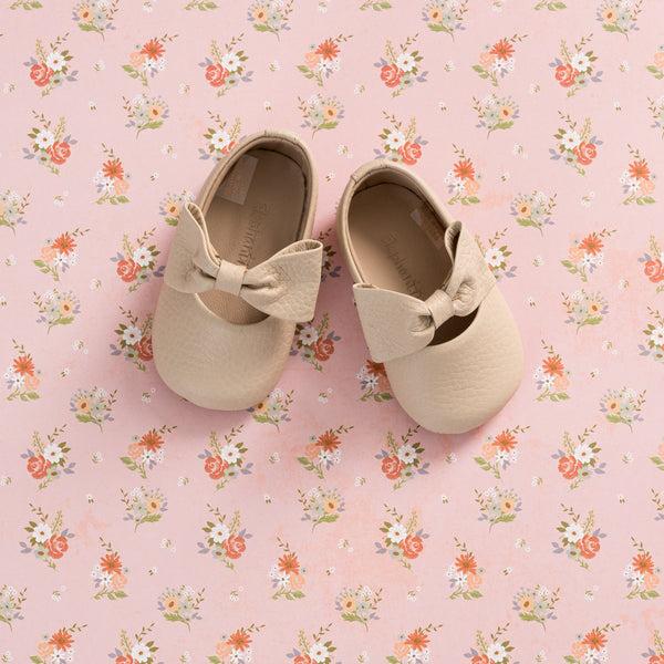 elephantito Baby Ballerina with Bow Cream Shoes