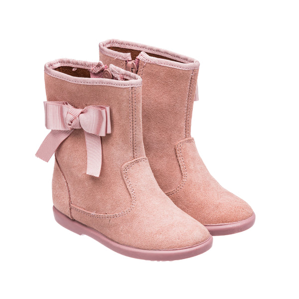 Elephantito Boots With Bow Suede Pink Shoes