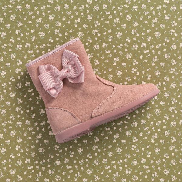 Elephantito Boots With Bow Suede Pink Shoes