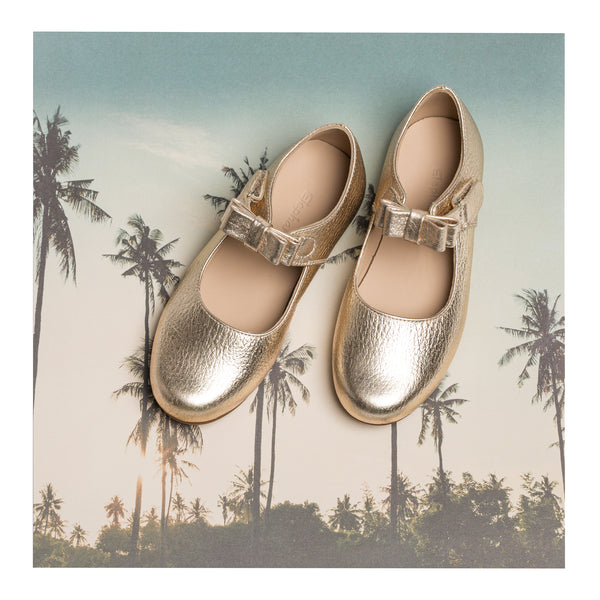 Elephantito Charlotte Mary Jane Gold Shoes