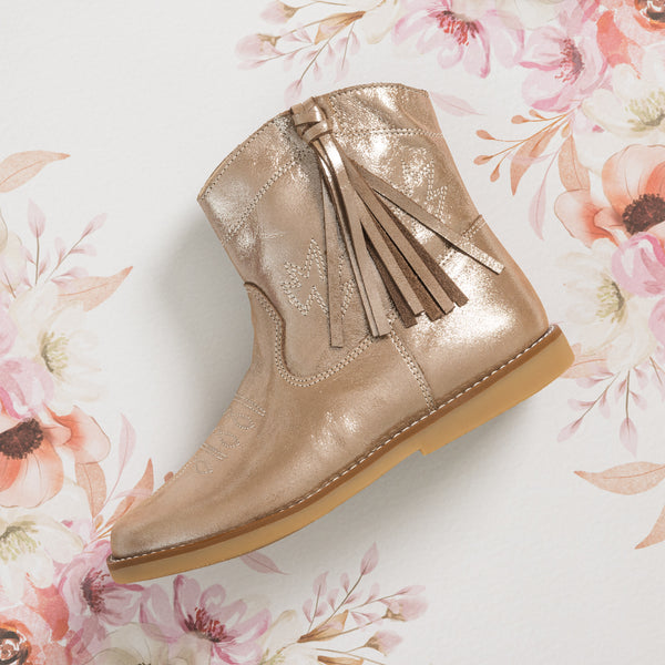 Elephantito Hannah Suede Boot Metallic Blush Shoes