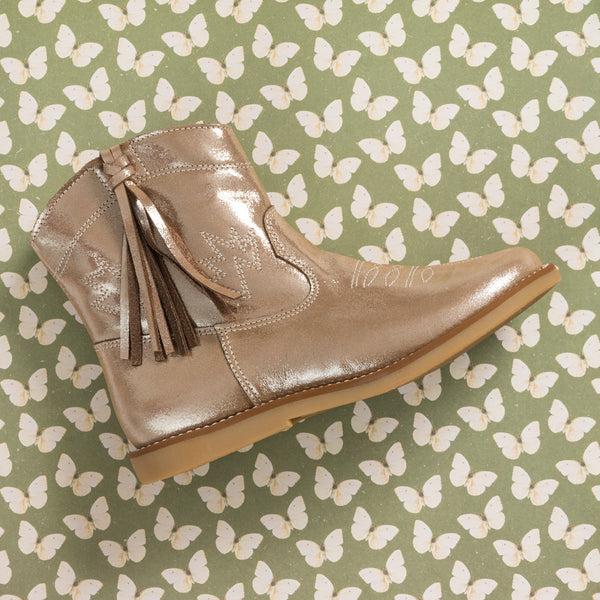 elephantito Hannah Suede Boot Metallic Blush Shoes