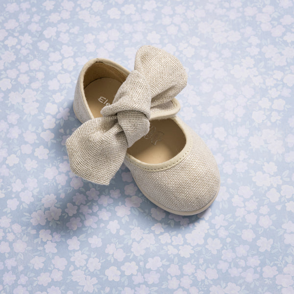 Elephantito Linen Bow Mary Jane Ice Shoes