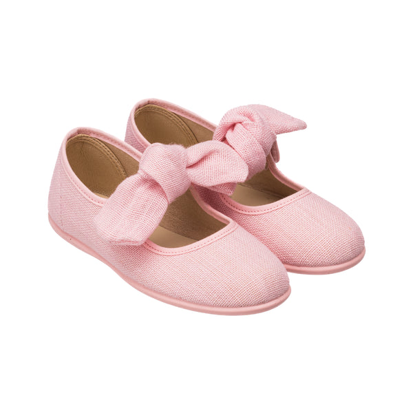 Elephantito Linen Bow Mary Jane Pink Shoes