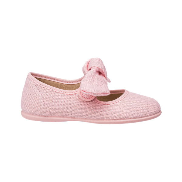 Elephantito Linen Bow Mary Jane Pink Shoes