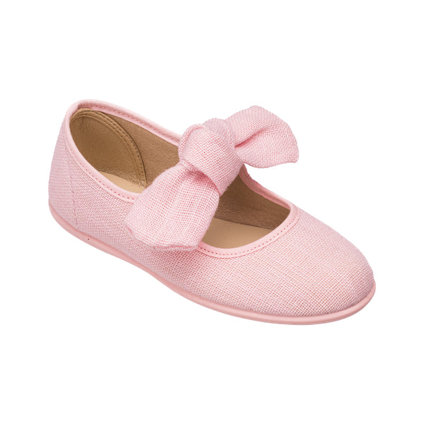 Elephantito Linen Bow Mary Jane Pink Shoes