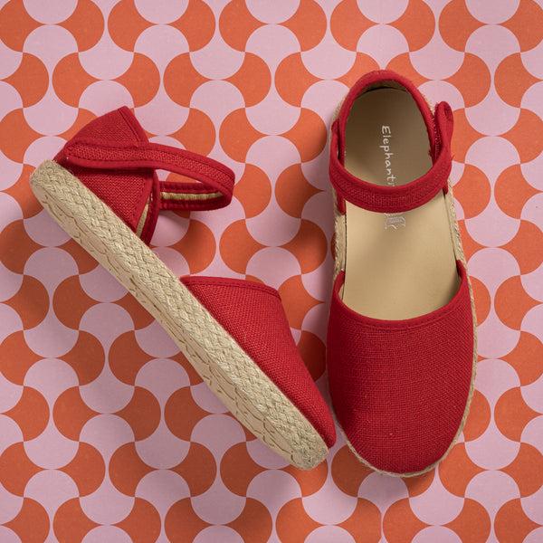 Elephantito Linen Classic Espadrille Red Shoes