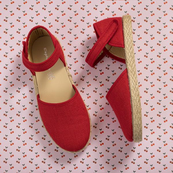 elephantito Linen Classic Espadrille Red Shoes