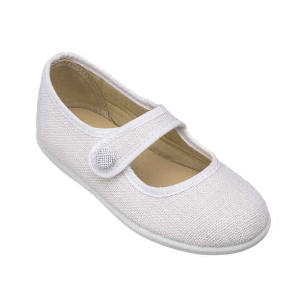 Elephantito Linen Mary Jane White Shoes