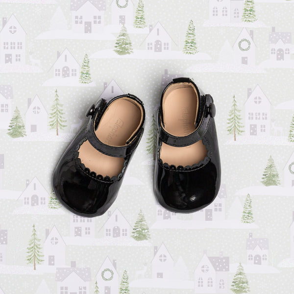 elephantito Mary Jane for Baby Patent Black Shoes