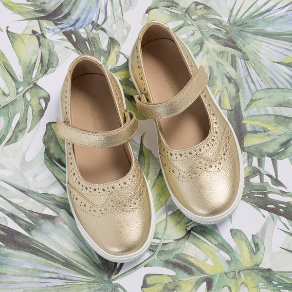 Elephantito Mary Jane Sneaker Gold Shoes