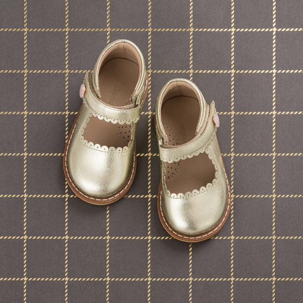 elephantito Mary Jane Toddler Metallic Gold Shoes