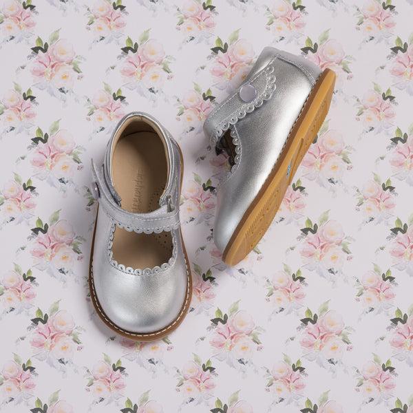 elephantito Mary Jane Toddler Silver Shoes
