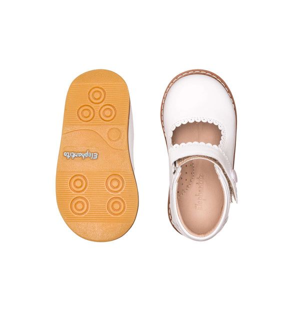 Elephantito Mary Jane Toddler White Shoes