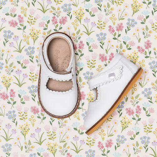 elephantito Mary Jane Toddler White Shoes