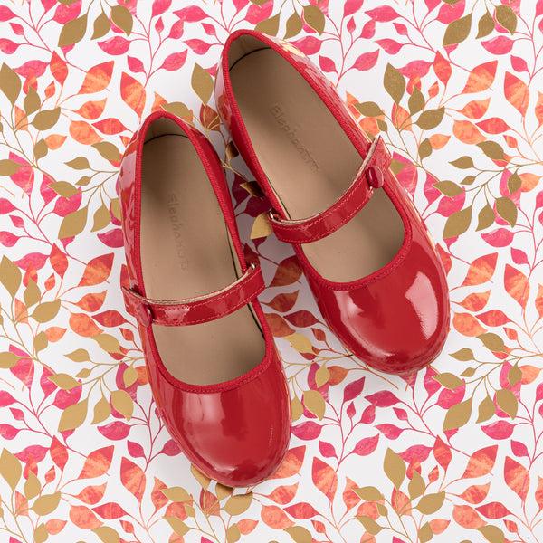 elephantito Princess Flat Patent Red Shoes