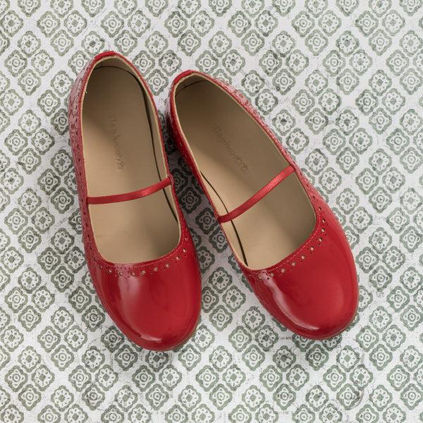 Elephantito Sasha Ballerina Flat Red Shoes