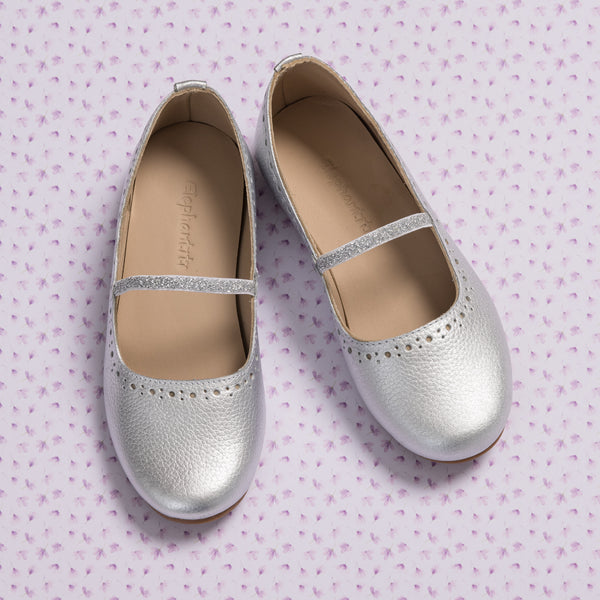 Elephantito Sasha Ballerina Flat Silver Shoes