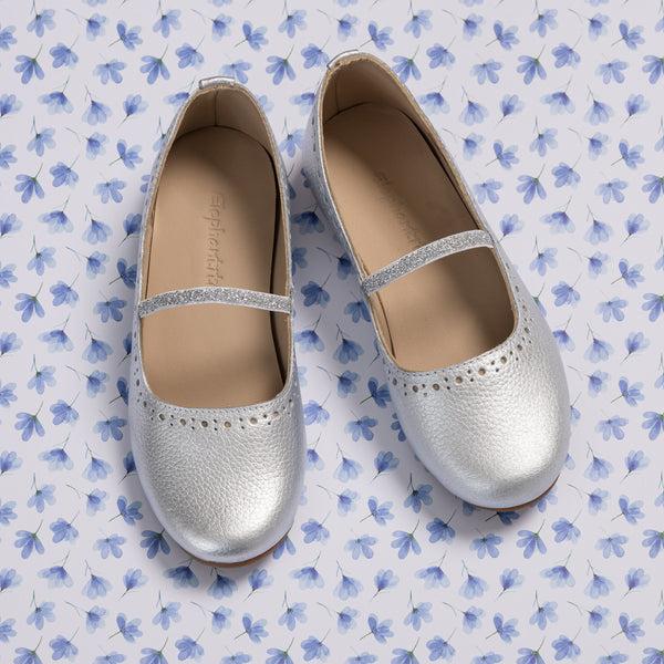elephantito Sasha Ballerina Flat Silver Shoes