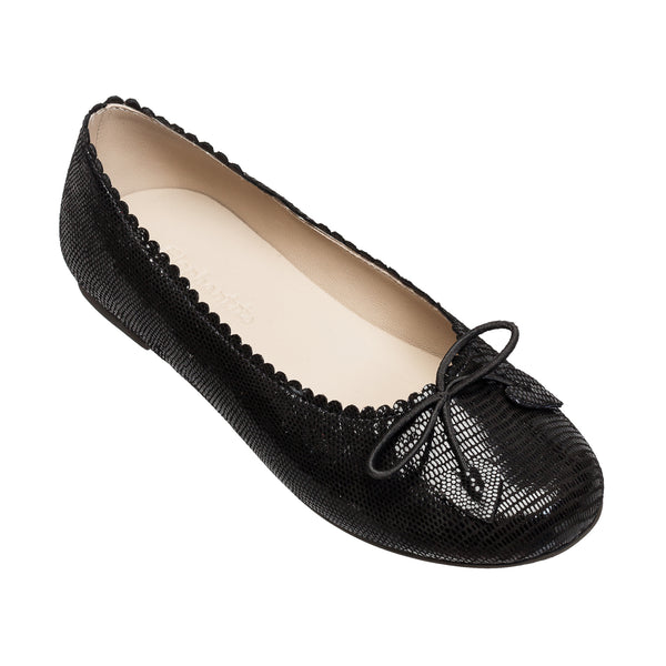 elephantito Scalloped Ballerina Black Shoes