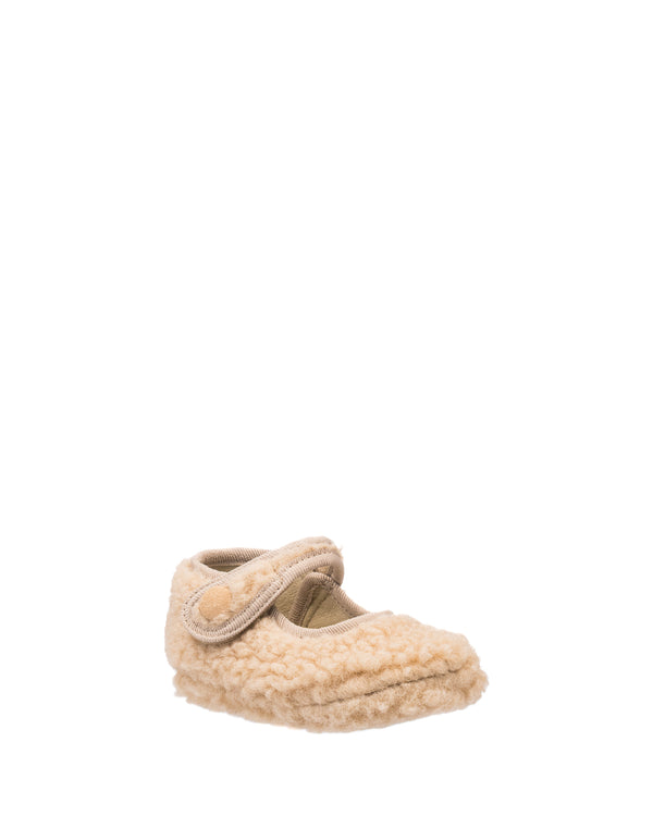 Elephantito Shearling Baby Mary Jane Beige Shoes