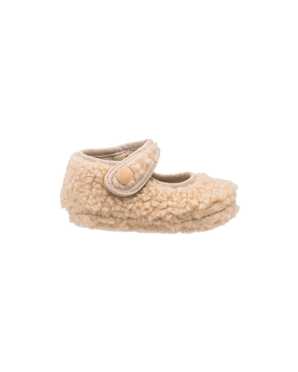 Elephantito Shearling Baby Mary Jane Beige Shoes