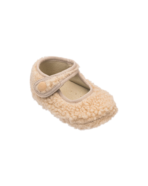 Elephantito Shearling Baby Mary Jane Beige Shoes