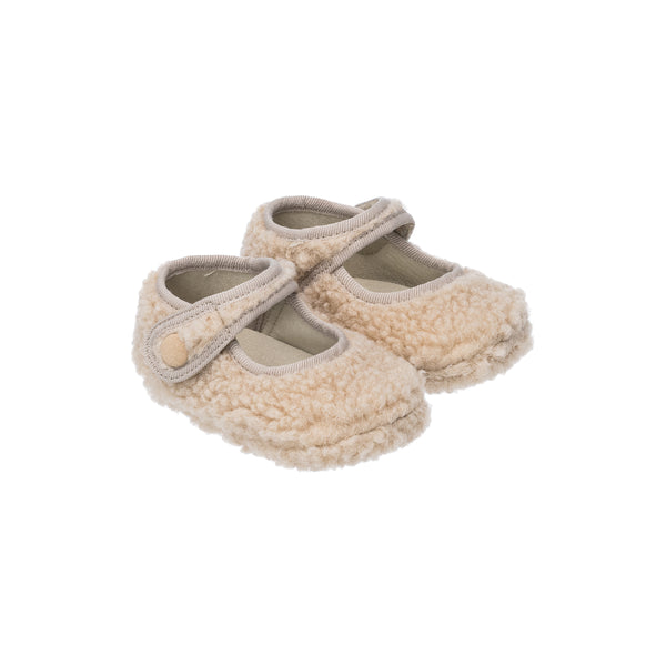 elephantito Shearling Baby Mary Jane Beige Shoes