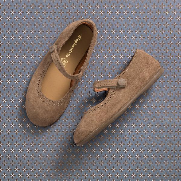 Elephantito Suede Mary Jane Beige Shoes