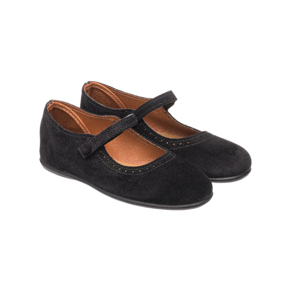 Elephantito Suede Mary Jane Black Shoes