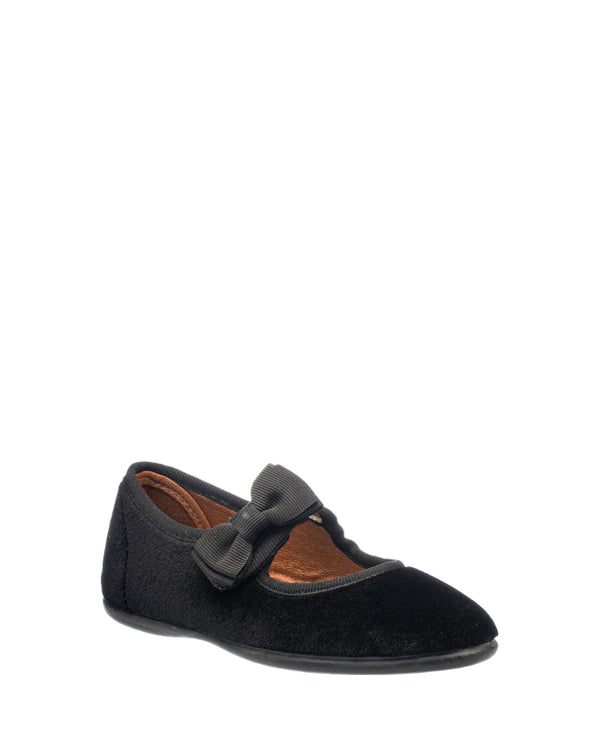 Elephantito Velvet Bow Mary Jane Black Shoes