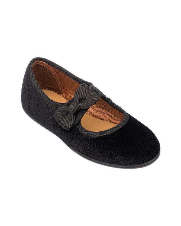 Elephantito Velvet Bow Mary Jane Black Shoes
