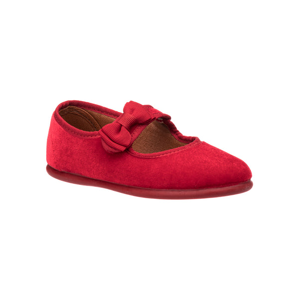 Elephantito Velvet Bow Mary Jane Red Shoes