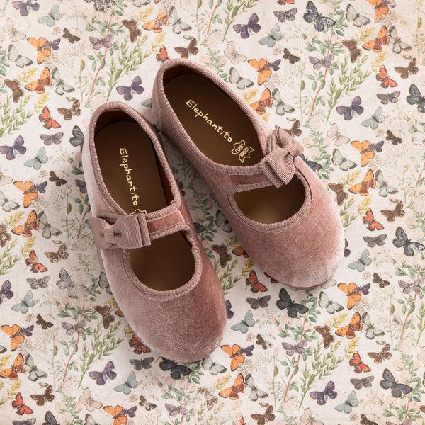 Elephantito Velvet Bow Mary Jane Rose Shoes