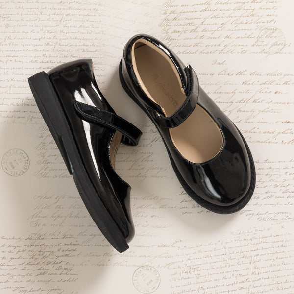 Elephantito Zoe Mary Jane Patent Black Shoes